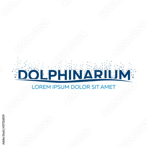 Dolphinarium. Dolphin logo. Banner. Vector flat illustration.