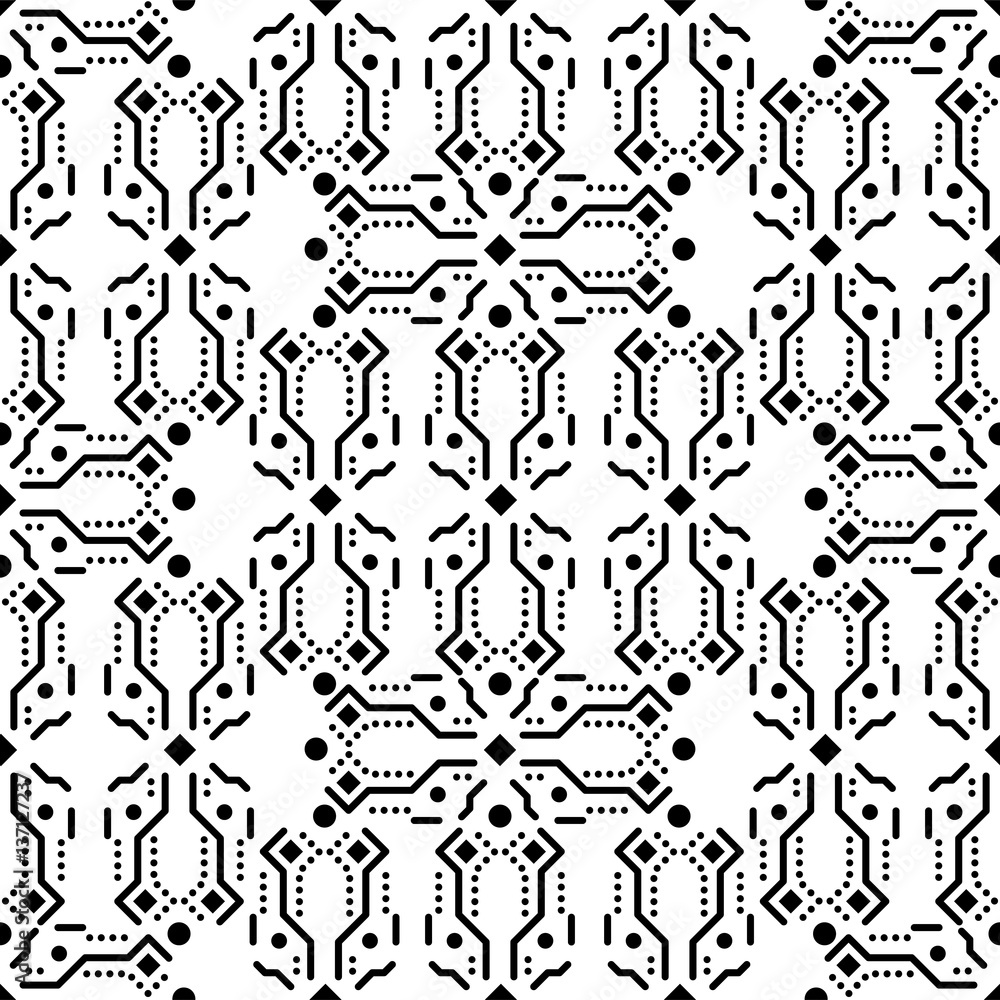 Black and white ornament seamless vector pattern. Monochrome abstract aztec background. Black and white ornament seamless vector pattern. Monochrome abstract aztec background.