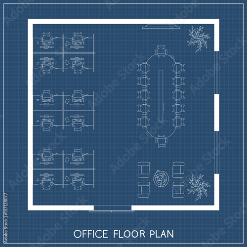 Office interior project top view plan