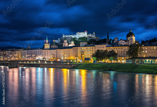 View on Salzburg and its castle in Austria