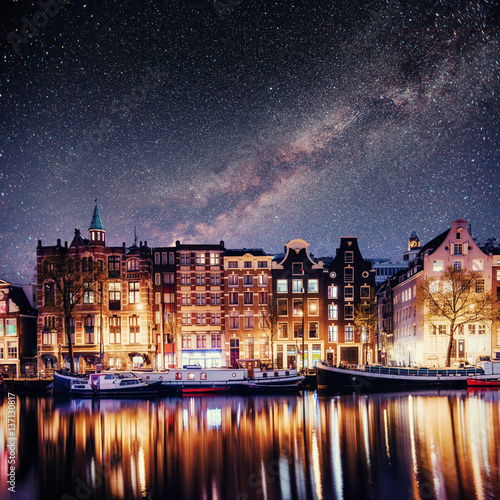 Photography Beautiful in Amsterdam. Night illumination