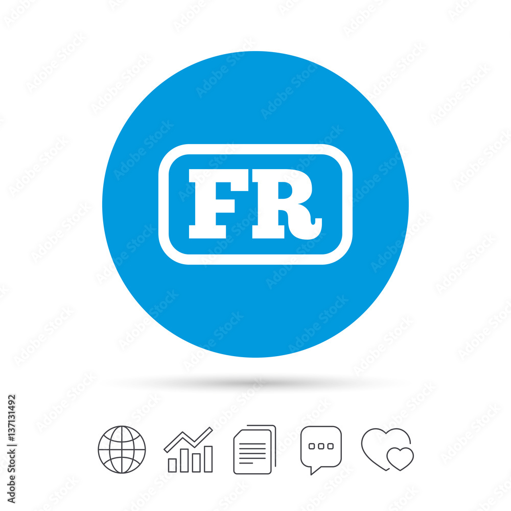 French language sign icon. FR translation. French language sign icon. FR translation.