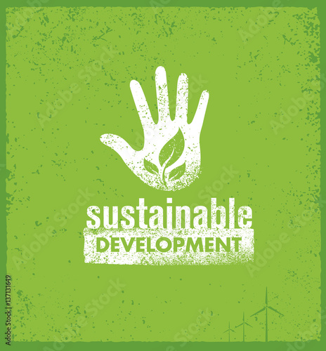 Eco Green Sustainable Living Creative Organic Vector Banner Concept On Rough Background