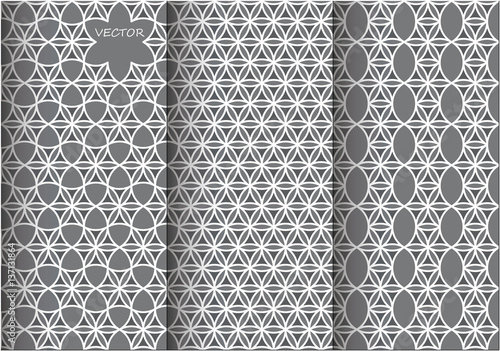 Seamless pattern of the modules. Vector line backgrounds collection. Greeting card and Business card template set. Paper cards with lace pattern. Decorative ornate geometric card for laser cutting.