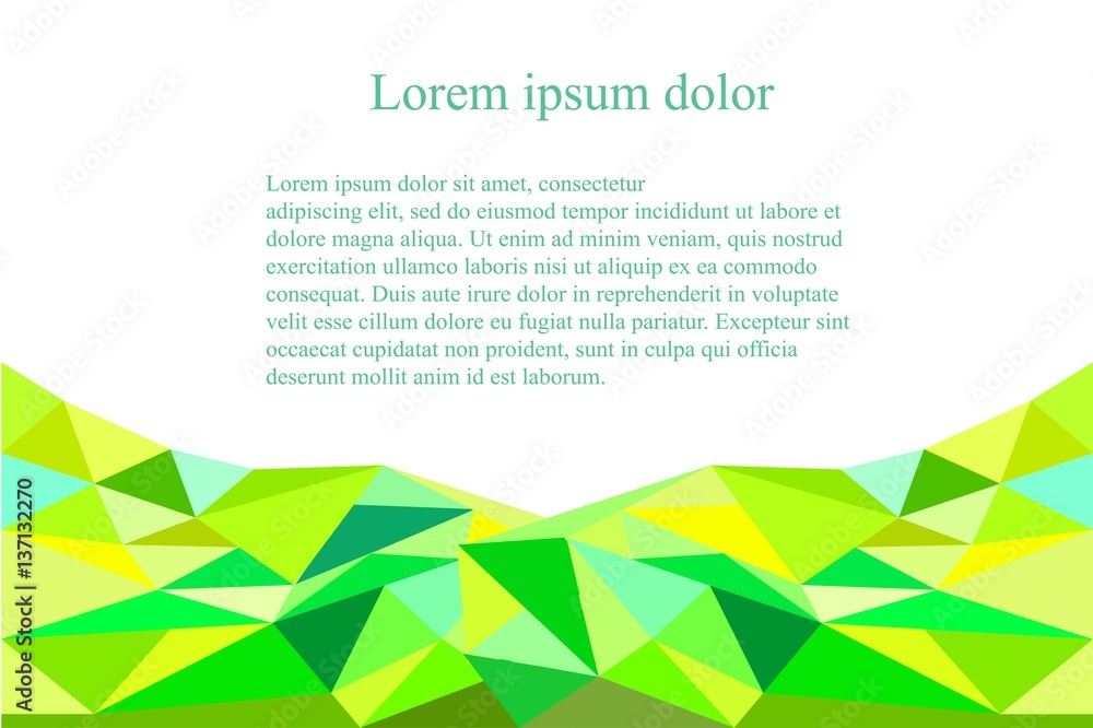 Abstract triangle green, yellow, blue background, Lorem ipsum stock vector illustration