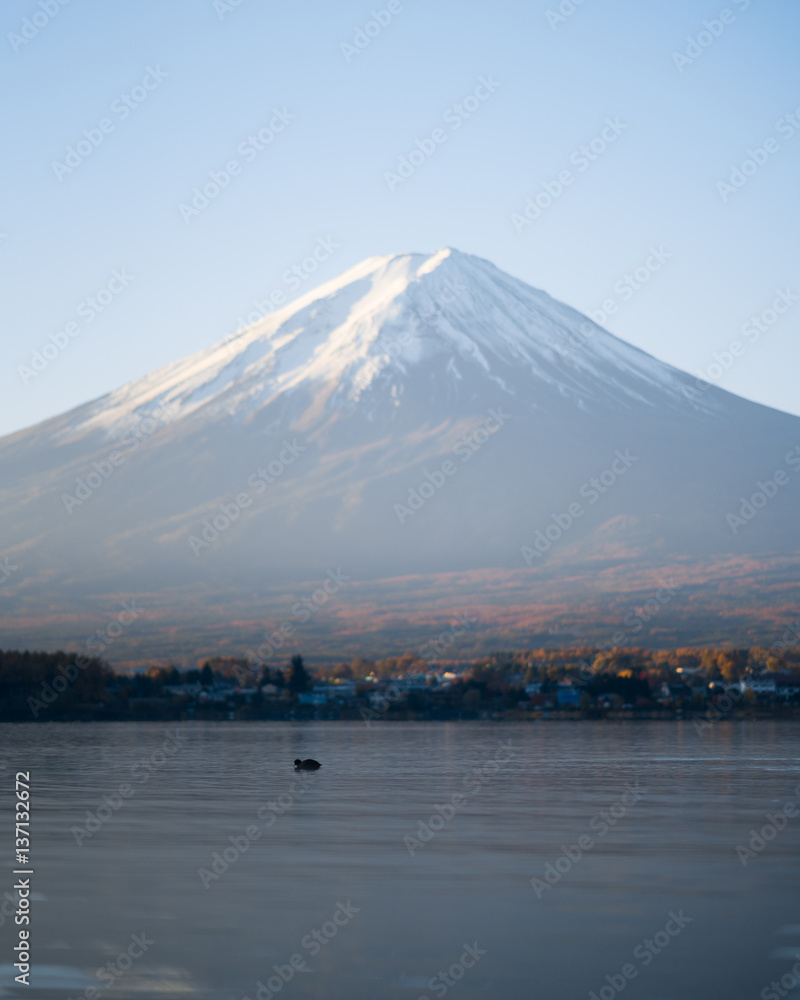 foggy mount Fuji Kawaguchiko lake