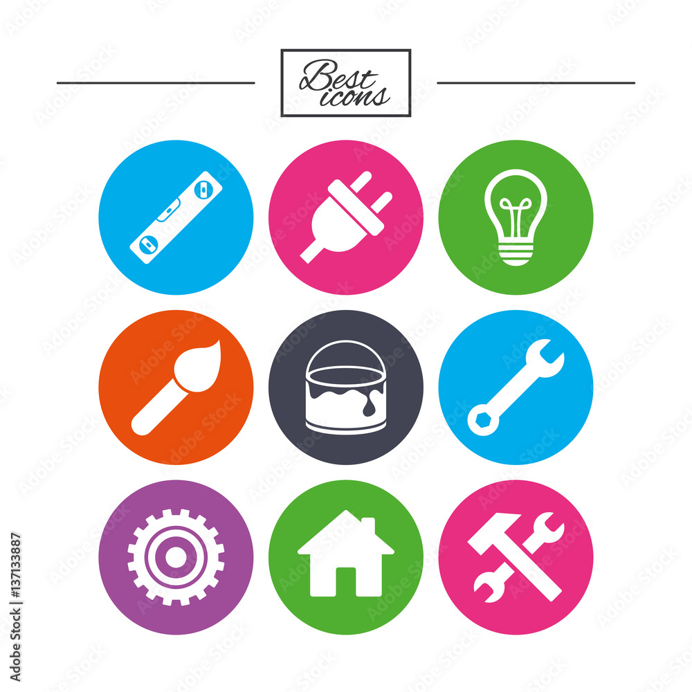 Repair, construction icons. Hammer, wrench tool. Repair, construction icons. Hammer, wrench tool.