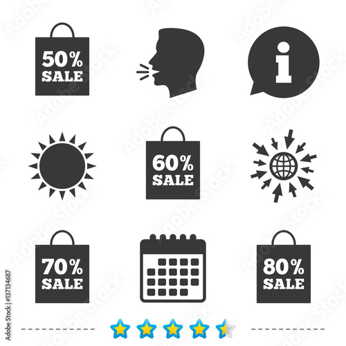 Sale bag tag icons. Discount symbols.