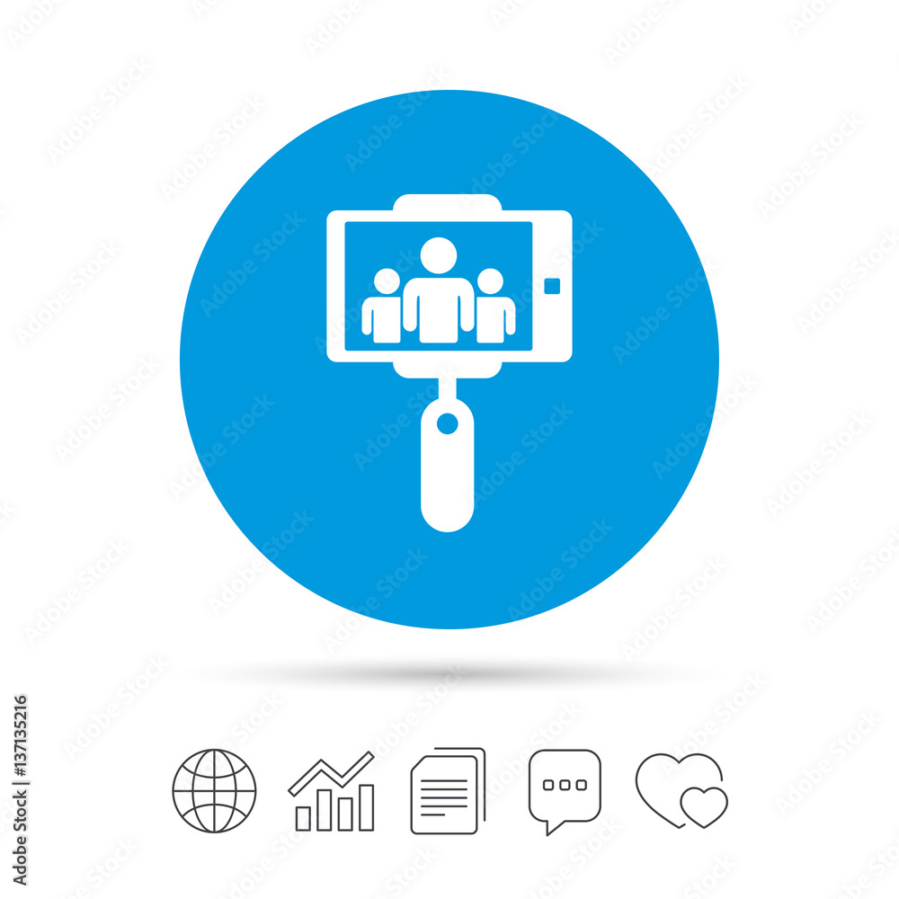 Monopod selfie stick icon. Self portrait. Monopod selfie stick icon. Self portrait.