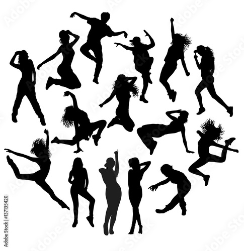 Modern Dancing Activity Silhouettes, art vector design