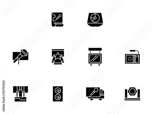 Equipment for show black glyph style vector icons