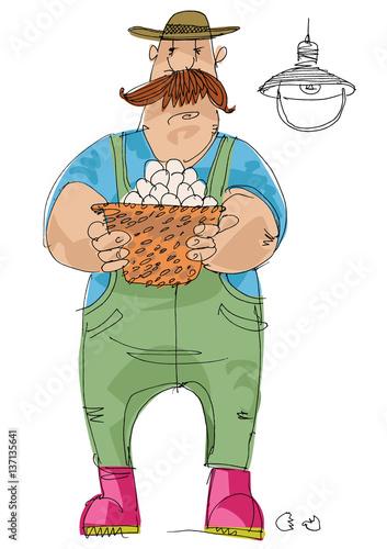farmer, chicken breeding - cartoon