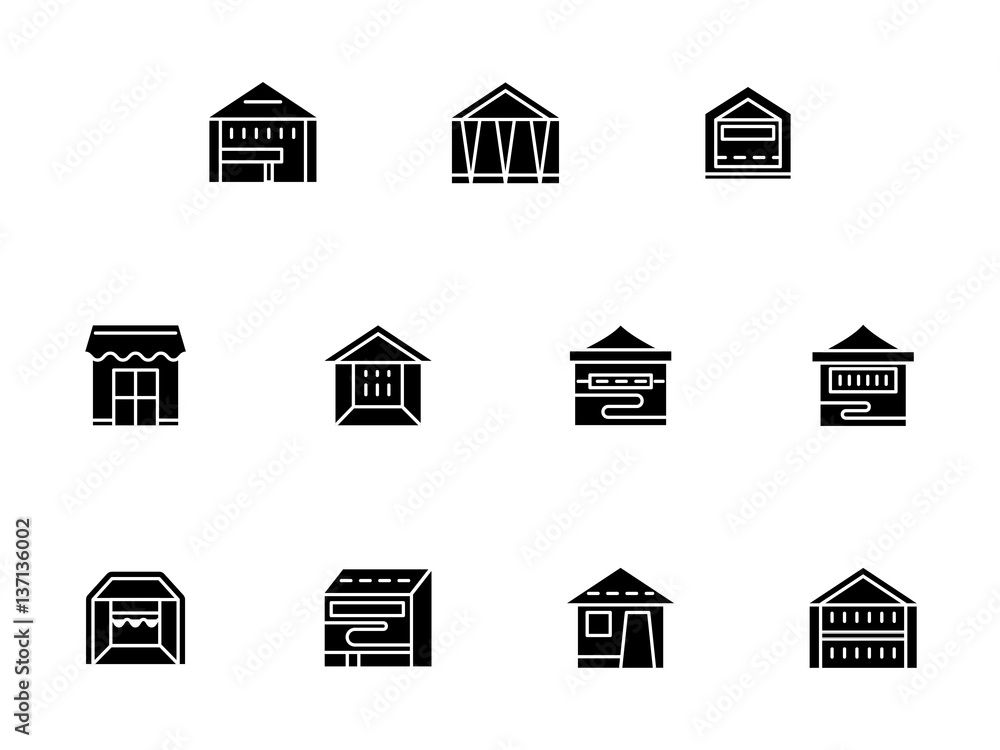 Fototapeta premium Small retail trade black glyph style vector icons