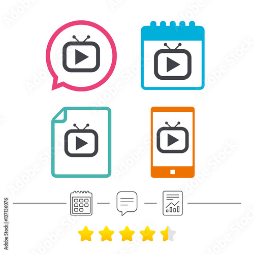 Free Download Retro TV mode sign icon. Television set symbol. - GFXLoad