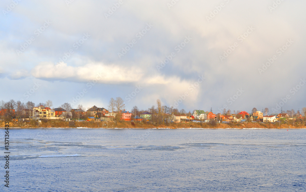 View of Neva River on the outskirts of St. Petersburg.