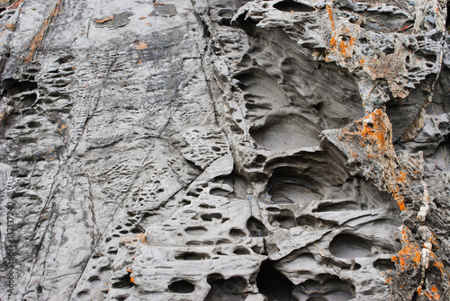 Fotografie Deposits, Honeycomb Weathering and Coastal Rock Formations