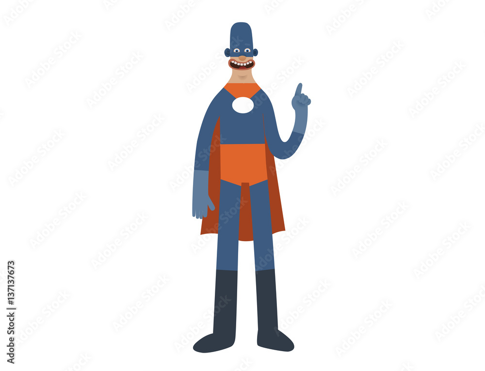 Vector illustration of funny Superhero cartoon man character