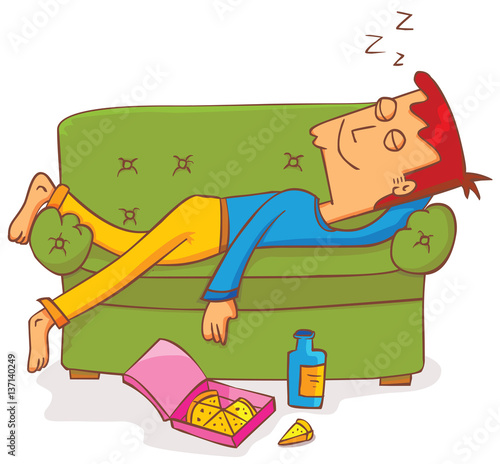 lying and sleeping on sofa
