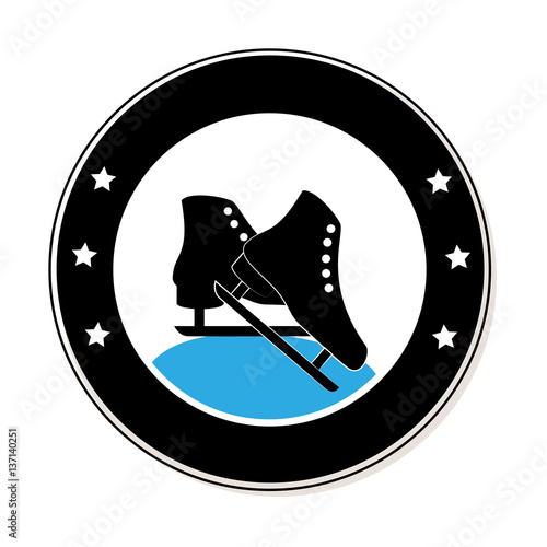 circular frame with ice skates vector illustration