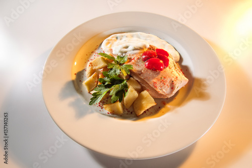 Fish on a plate with white ...