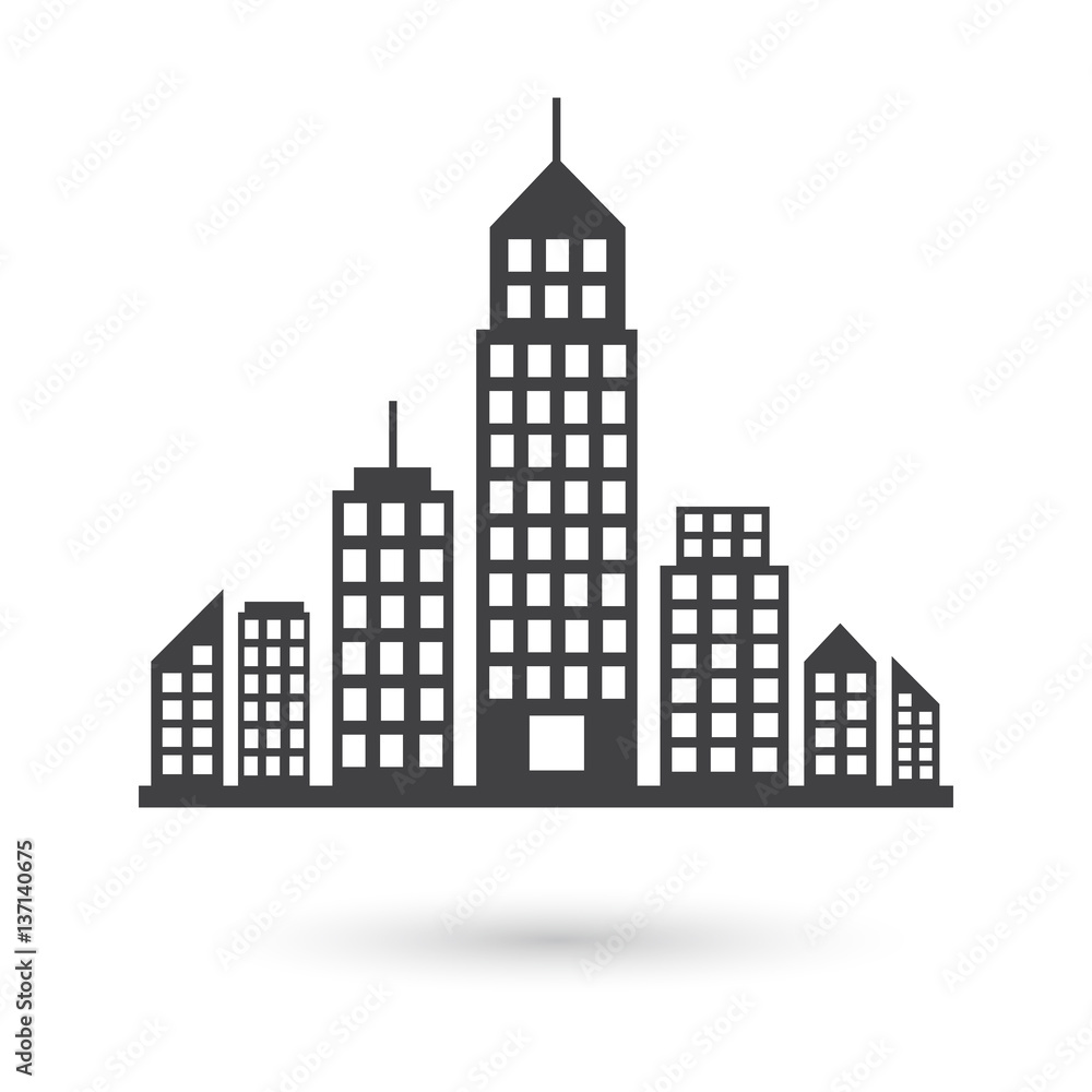 Black silhouette of the city in urban style. Vector illustration.