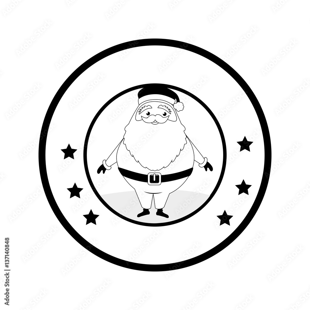 Fototapeta premium circular emblem with monochrome santa claus vector illustration