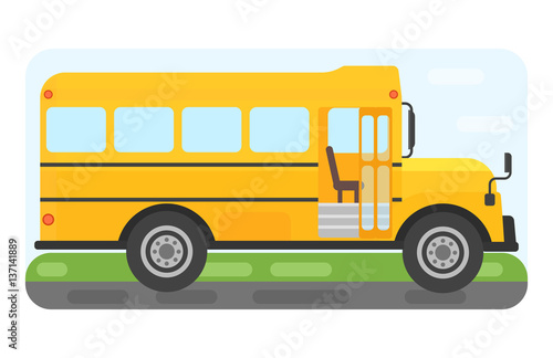 School bus transport for children vector illustration.
