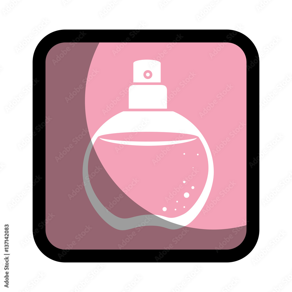 square button with rounded glass bottle spray fragrance vector illustration square button with rounded glass bottle spray fragrance vector illustration