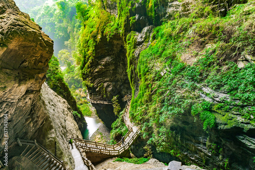 Longshuixia Fissure Gorge in Wulong country, Chongqing, China photo