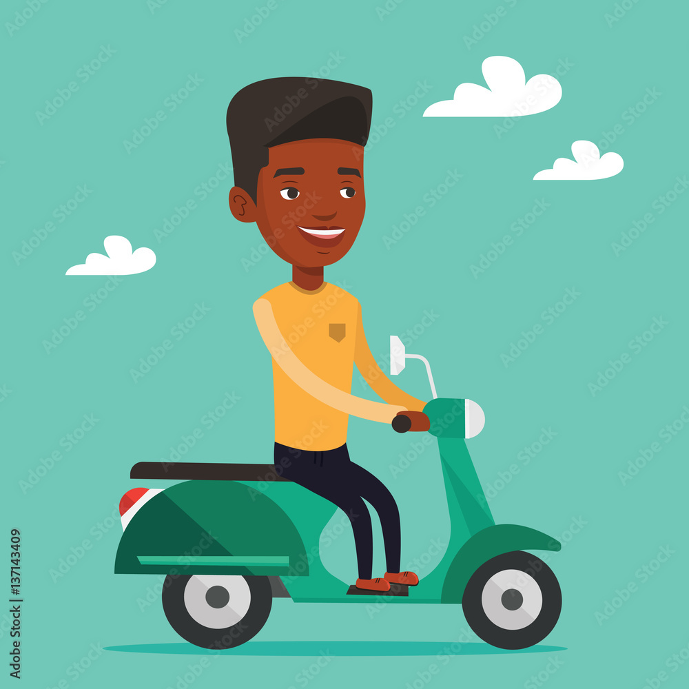 Man riding scooter vector illustration. Man riding scooter vector illustration.