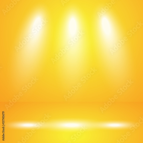 Vector of white yellow empty studio room background with light, template mock up for display of content or product