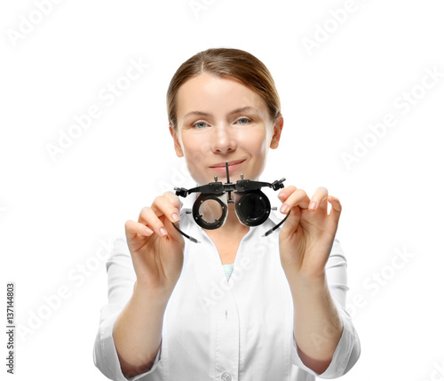 Young woman with trial fram...