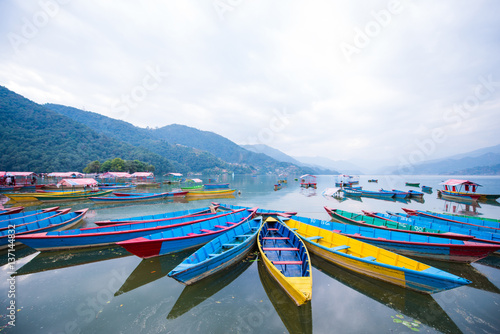 rowboat symbol of Phewa lakeshore in Pokhara city