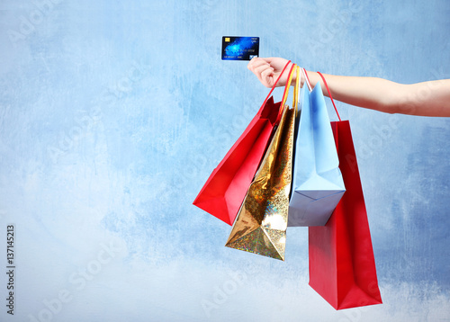 Woman holding shopping bags...