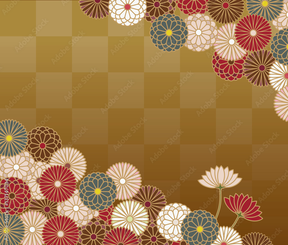 菊の花の和柄模様 Stock ベクター | Adobe Stock