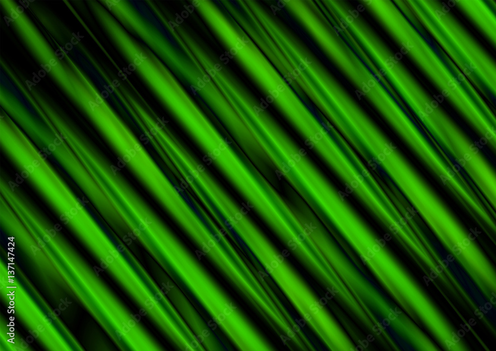 Abstract background of wavy stripes green shades collected at an angle
