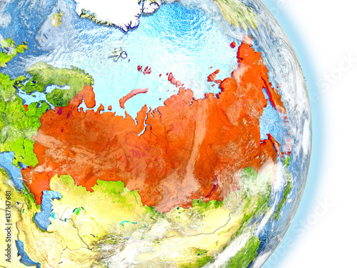 Fototapeta Naklejka Na Ścianę i Meble -  Russia in red on Earth