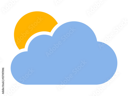 Cloudy or cloud partly blocking the sun flat color vector icon for weather apps and websites