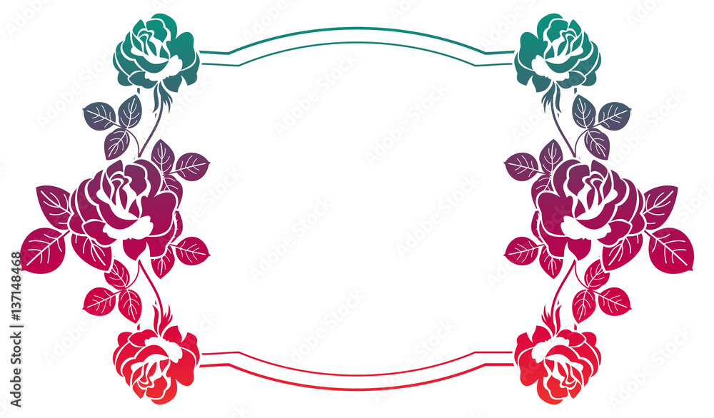 Gradient frame with roses. Raster clip art. Gradient frame with roses. Raster clip art.