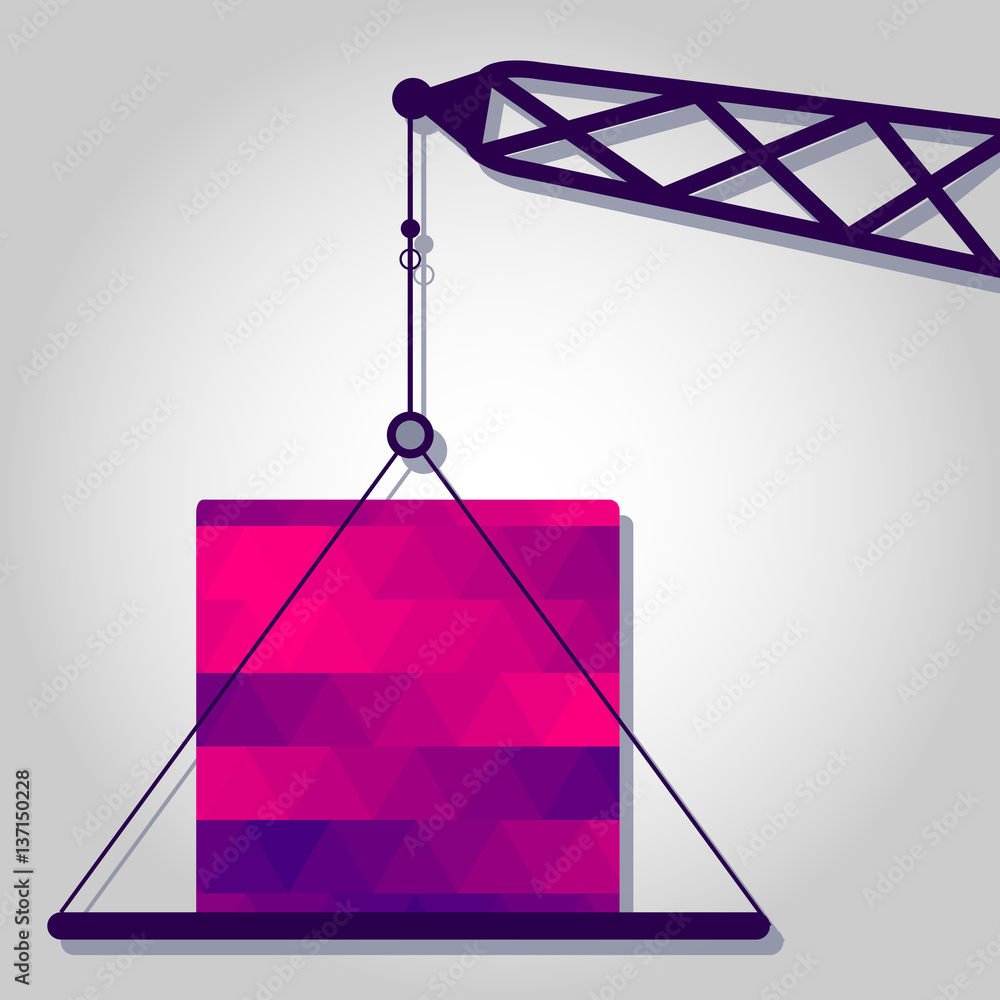 Carne Block With Rigging Vector Crane and block experiment with colorful triangles Stock Vector | Adobe ...