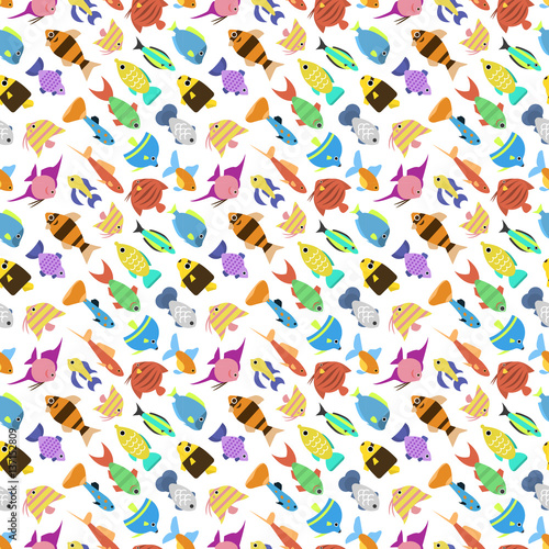 Cute fish vector illustration seamless pattern