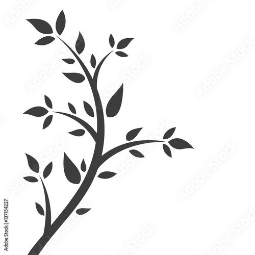 Abstract illustration - silhouette of a young tree  bush.