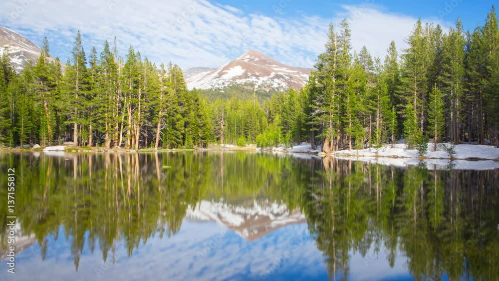 Timelapse of Perfect Reflection at Calm Alpine Lake in Yosemite -Long Shot- Timelapse of Perfect Reflection at Calm Alpine Lake in Yosemite -Long Shot-