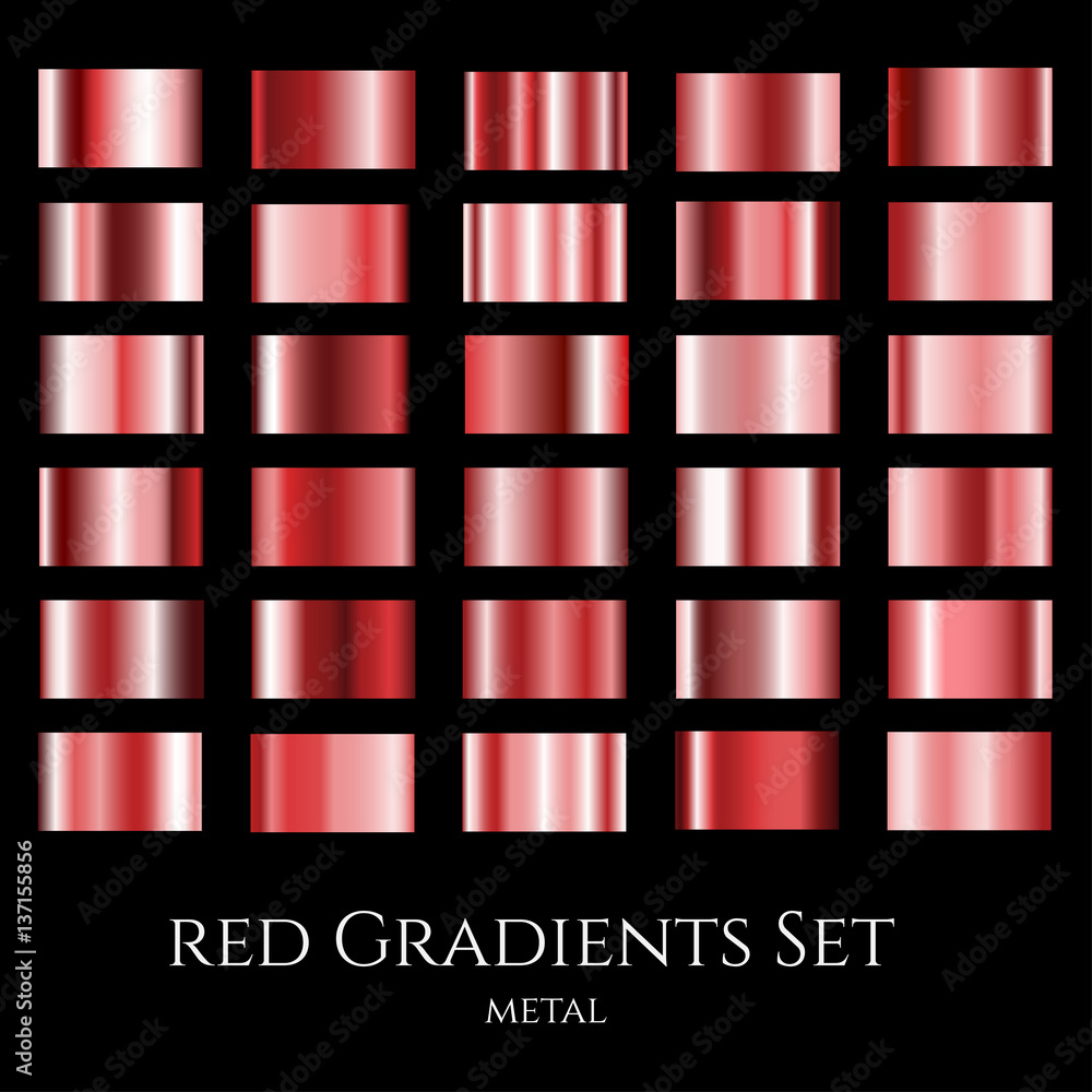 Vector set of red metal gradients. Collection of design gradation ...