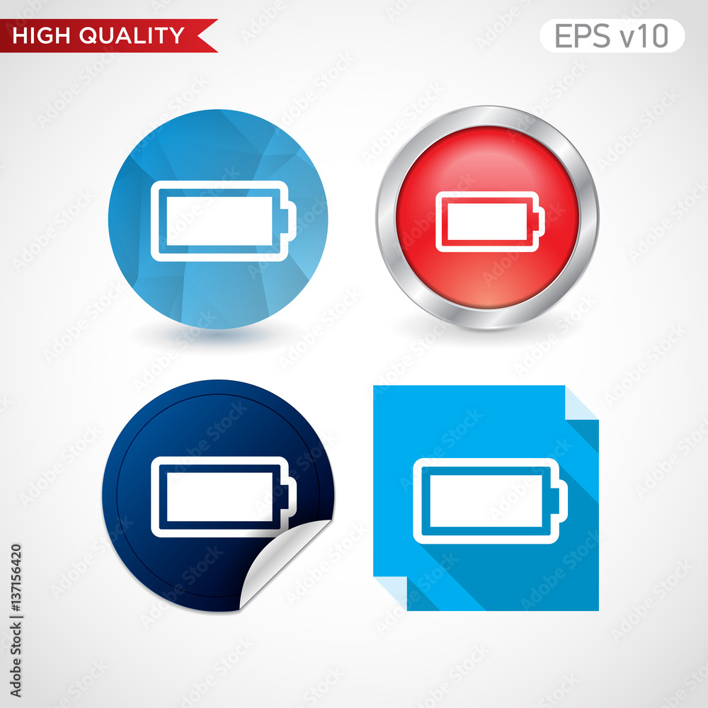 Battery level icon. Button with battery level icon. Modern UI vector. Battery level icon. Button with battery level icon. Modern UI vector.