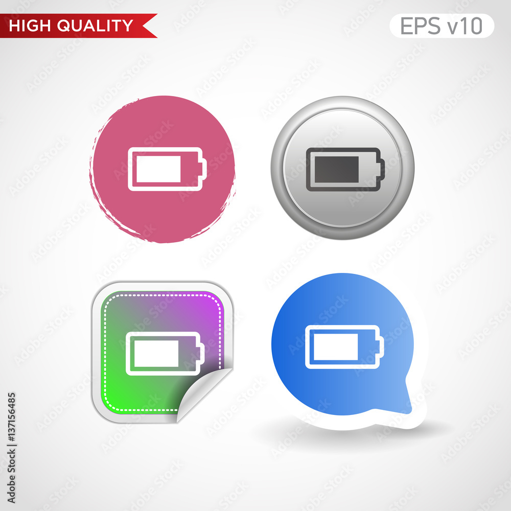 Battery level icon. Button with battery level icon. Modern UI vector. Battery level icon. Button with battery level icon. Modern UI vector.