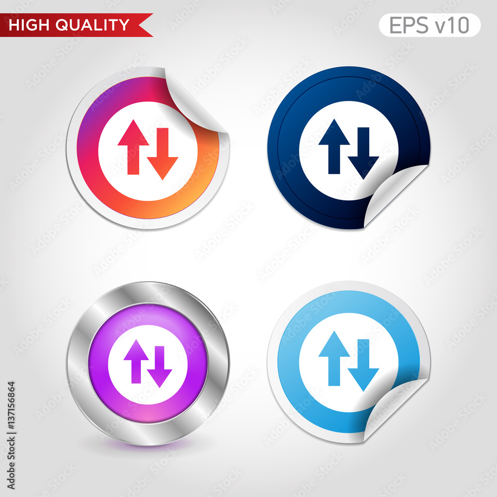 Up and down arrows icon. Button with arrows level icon. Modern UI vector. Up and down arrows icon. Button with arrows level icon. Modern UI vector.