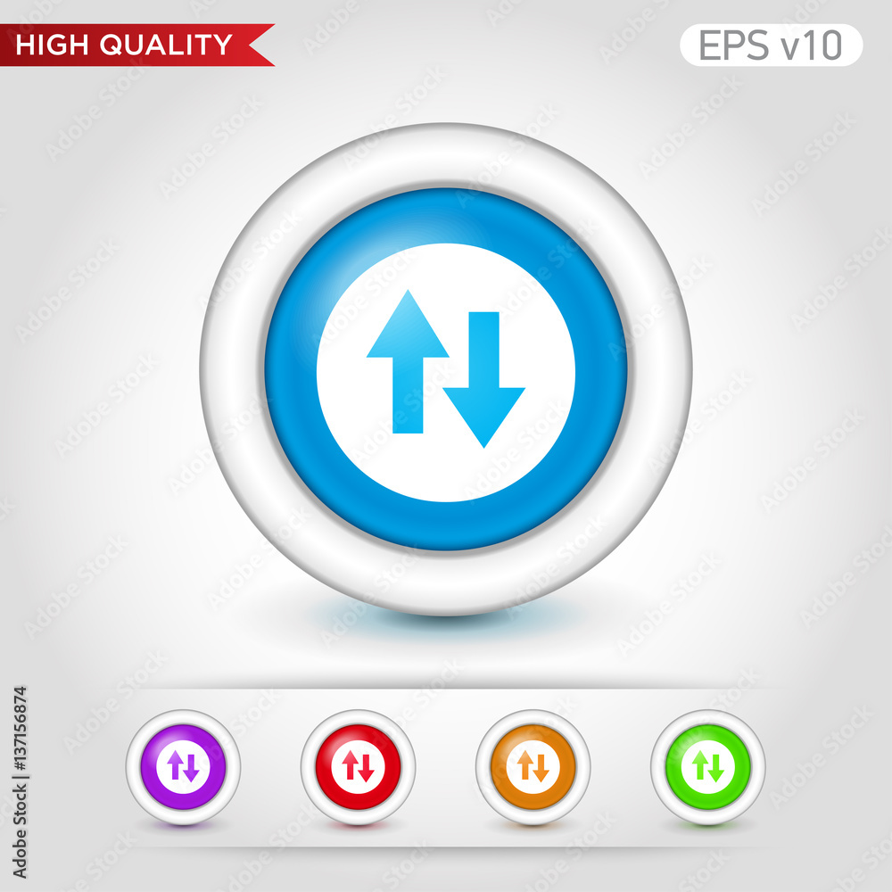 Up and down arrows icon. Button with arrows level icon. Modern UI vector. Up and down arrows icon. Button with arrows level icon. Modern UI vector.