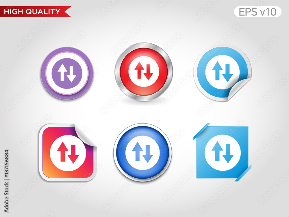 Up and down arrows icon. Button with arrows level icon. Modern UI vector. Up and down arrows icon. Button with arrows level icon. Modern UI vector.