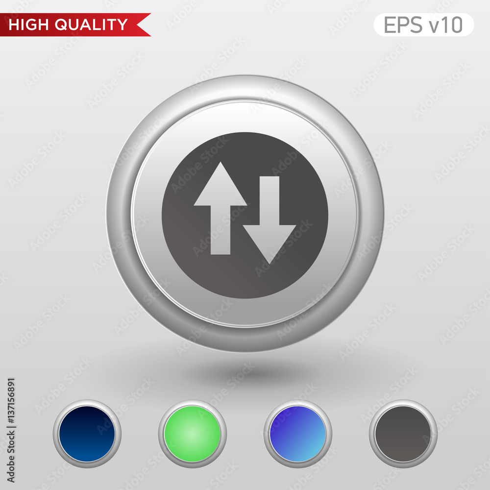 Up and down arrows icon. Button with arrows level icon. Modern UI vector. Up and down arrows icon. Button with arrows level icon. Modern UI vector.